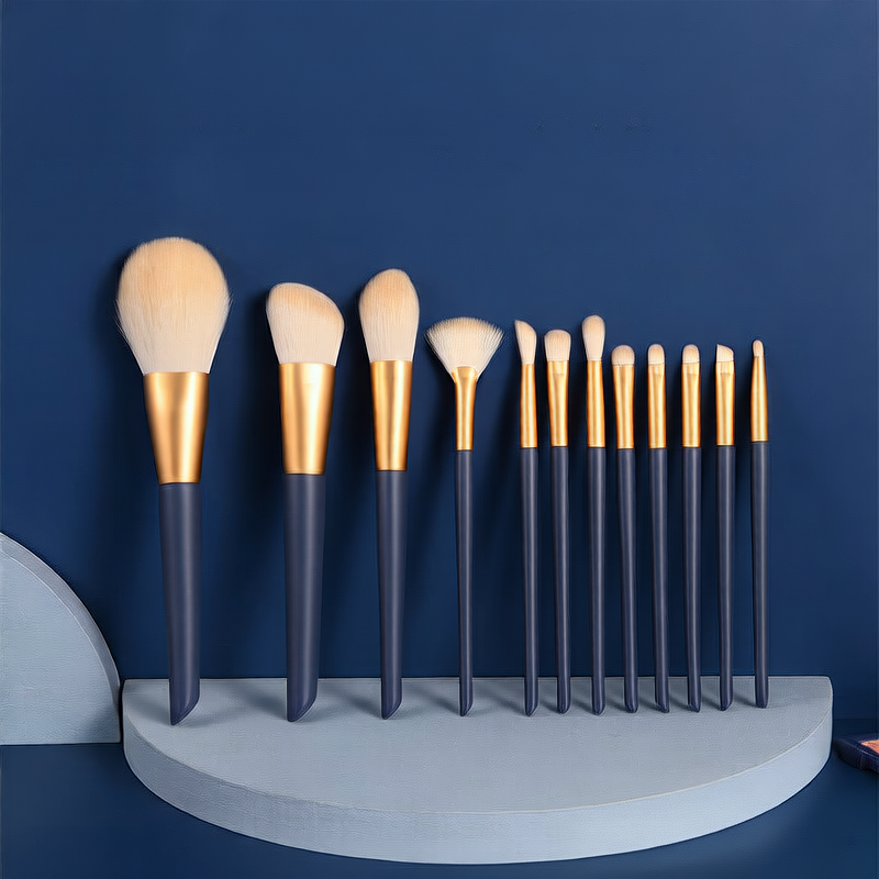 A set of 12 makeup brushes