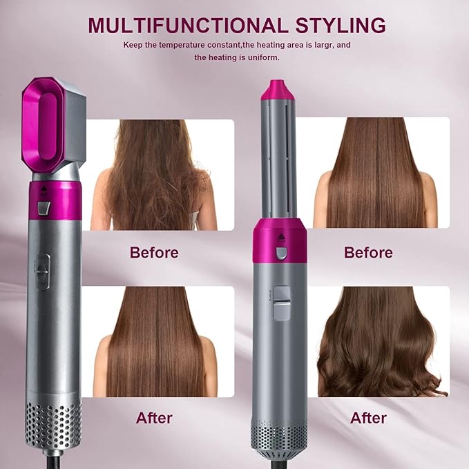 5-in-1 Hair Styler Brush – Dryer, Curler, Volumizer, Straightener